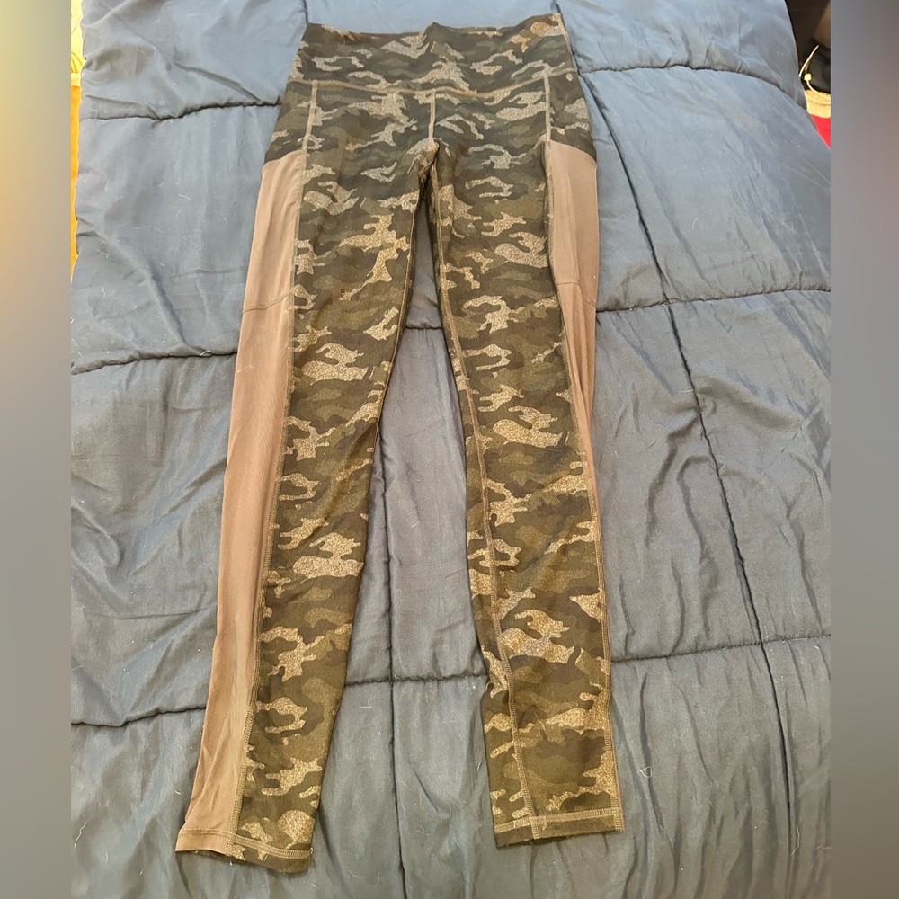 Fabletics Camo Print Leggings with mesh panel and pockets